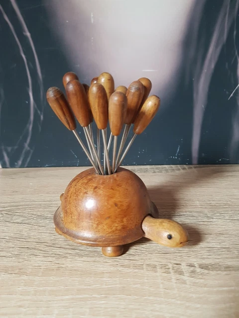 Porte-pique à Escargot En Bois - Forme Chien, Vintage, à Restaurer