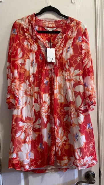 DVF Diane Von Furstenberg Layla Silk Dress Dahlia Poppy Flower Women's 4 NWT