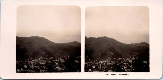 Italie, La Spezia, Panorama, Vintage print, ca.1900, Stéréo Tirage vintage, lége