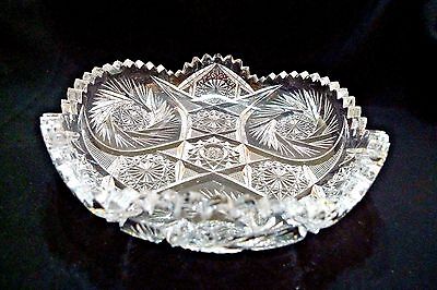 Vintage American Brilliant Large Ornate Cut Glass  Low Bowl Candy Dish