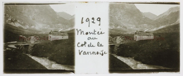 FRANCE Montagne Col de la Vanoise 1929 Photo Stereo Glass Plate n1 2