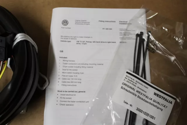 VW Transporter T5 / 6 PICKUP SEULEMENT kit câblage attelage 7F1055204 neuf authentique VW 2