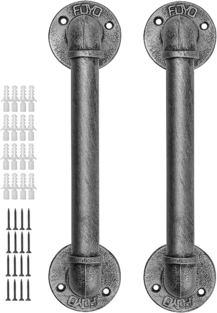 2pcs 10'' Industrial Pipe Barn Door Pull Handle Sliding Door Barn Handles