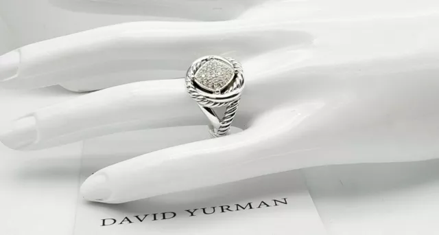 David Yurman 7mm Infinity Pave Diamond Silver Ring Size 7 3