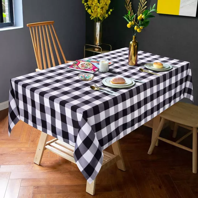 Tischwäsche Tischdecke 8 cm Karo Kariert Polyester Schwarz Weiß Gartentischdecke
