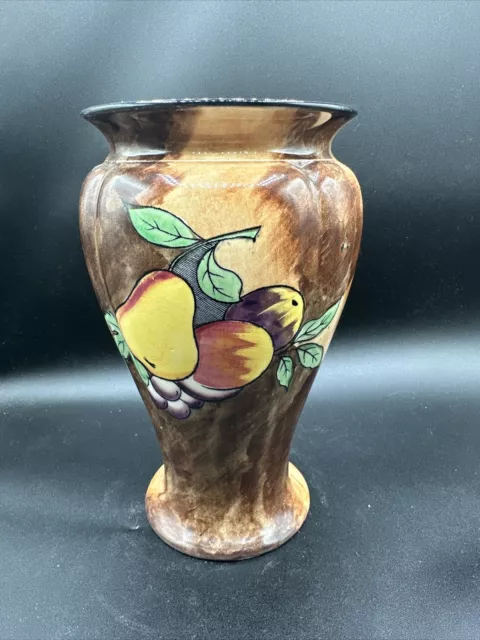 Hand Painted Luscious Vase England Fruit Pear Apple R Grocott HK Tunstall