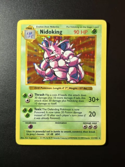 Pokemon Karte Nidoking 11/102 Shadowless Base Set Englisch Pokémon