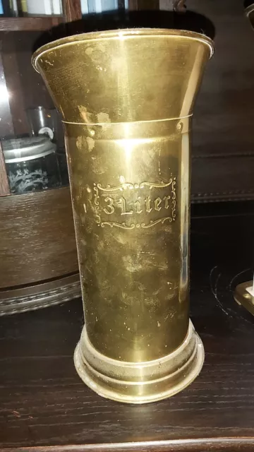 Großer Alter Messingkrug Kanne Vase 3 Liter 29 cm Antik