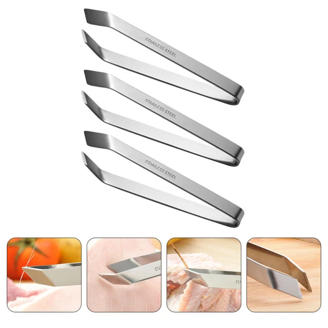 3 Pcs Lachsknochen Pinzette Edelstahl-Abzieher Kochgeschirr-Sets Entferner