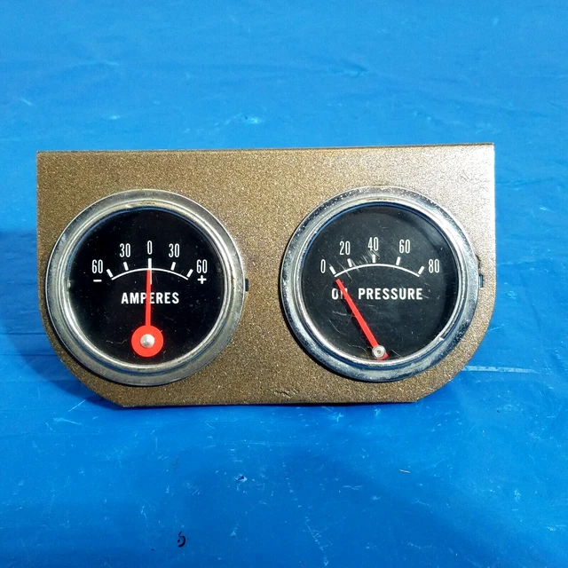 Vintage dual Gauge panel  Oil + Amp  Gauges / Custom Accessory Hot rod