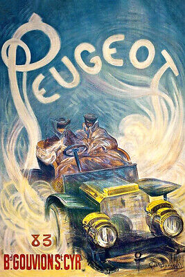 Poster Manifesto Locandina Pubblicità Vintage Automobili Peugeot Arredo Uffici