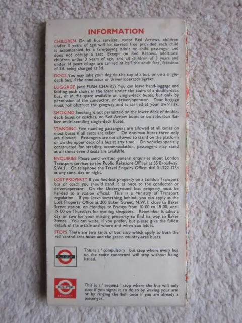 London Transport Central Buses - Map and List of Routes 1969, No. 1 2