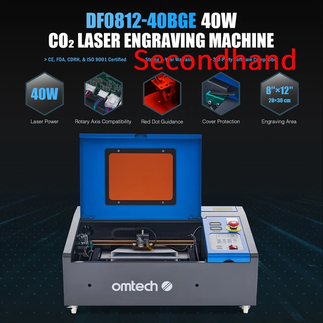 Secondhand 40W CO2 Laser Engraver Marker w 8x12in Bed K40 for DIY Home Office