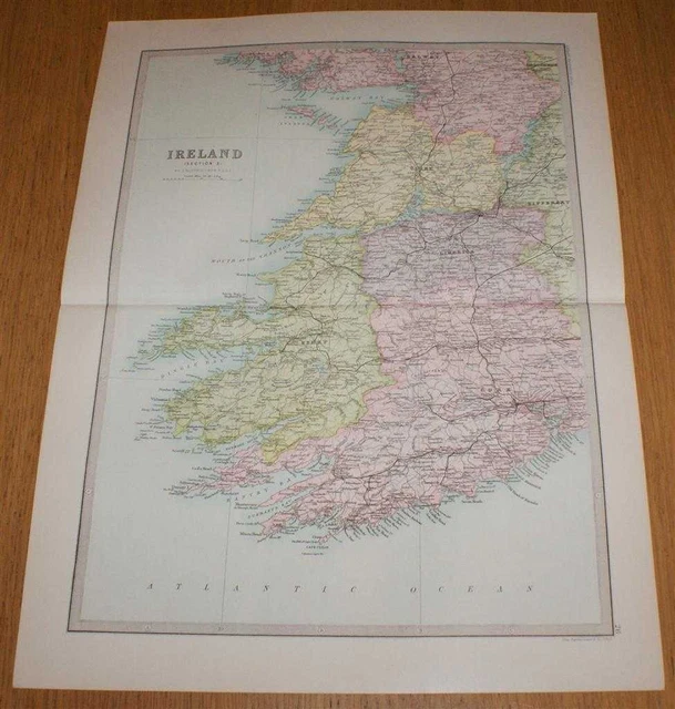 Map: 1890 Ireland covering south western portion from Library Reference Atlas