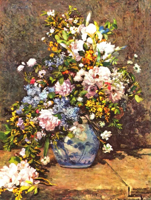 Still life with large vase by Pierre-Auguste Renoir Giclee Print Repro on Canvas