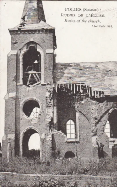 CPA GUERRE 14-18 WW1 FOLIES ruine de l'église