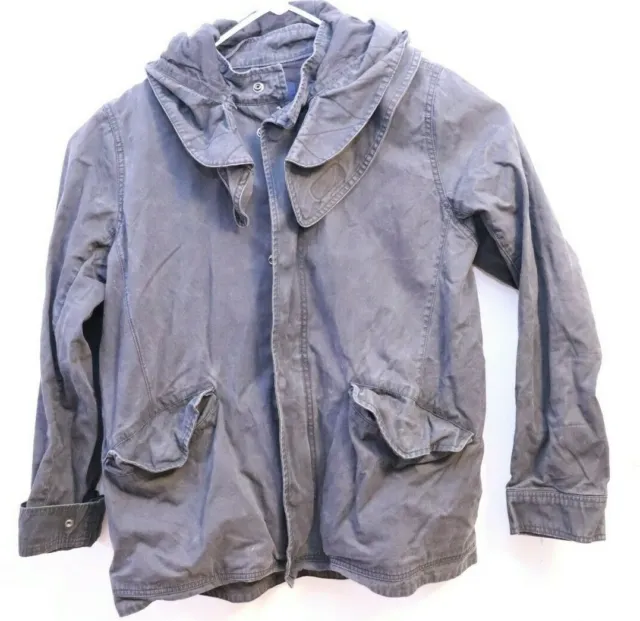 Gap Mens Military Jacket Field Coat Hooded Grey Size Medium