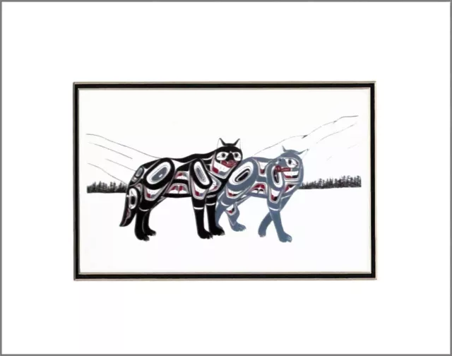 WOLVES - MATES by Northern Tuchone - Richard Shorty - 11" x 14" Matted art print