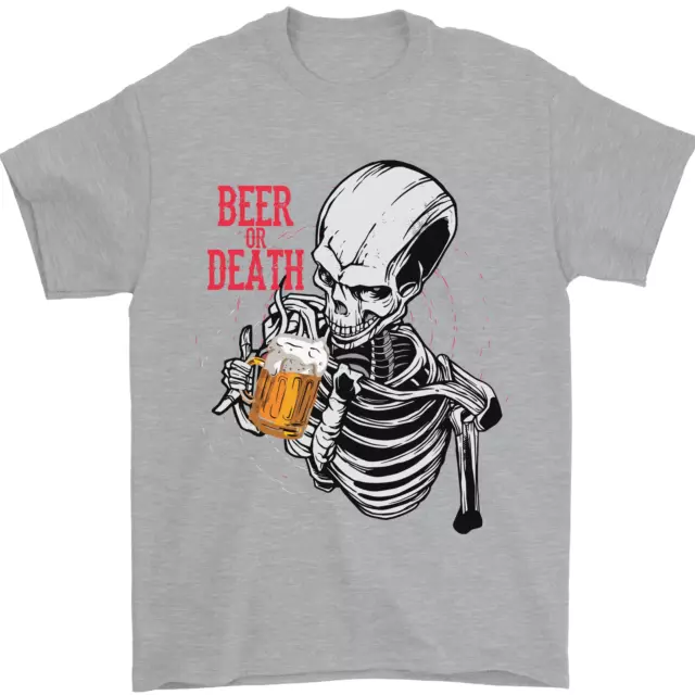 Beer or Death Skull Funny Alcohol Mens T-Shirt 100% Cotton 2