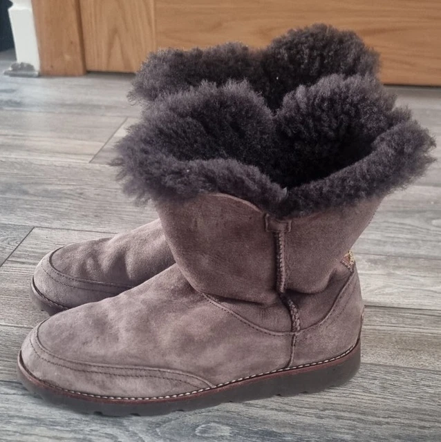 WOMENS UGG SHANLEIGH Black Braid Sheepskin Suede Short Boots Uk 5.5 24.95 PicClick UK