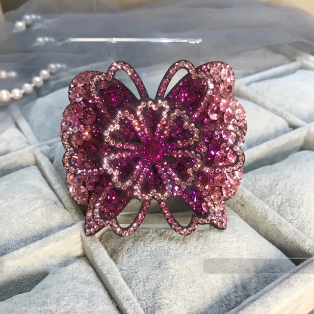 Womens Crystal Hair Clips Barrettes Rhinestone Flower Hair Pin Clips Headdresser