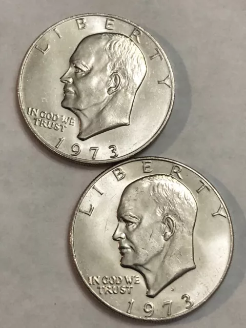 (2 coins, P&D)  1973 & 1973D gem BU Eisenhower IKE dollars.  #1