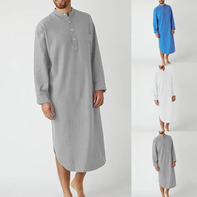 Moda Uomo Mussulmano Vestaglia Maschile Abbigliamento Notte Camicia da Islamico