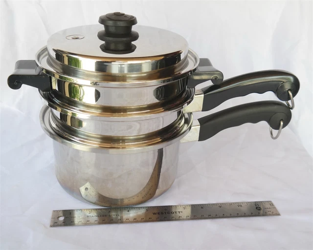 Saladmaster T304s Saucepan W/ Double Boiler & Steamer 8 3/8" Diameter