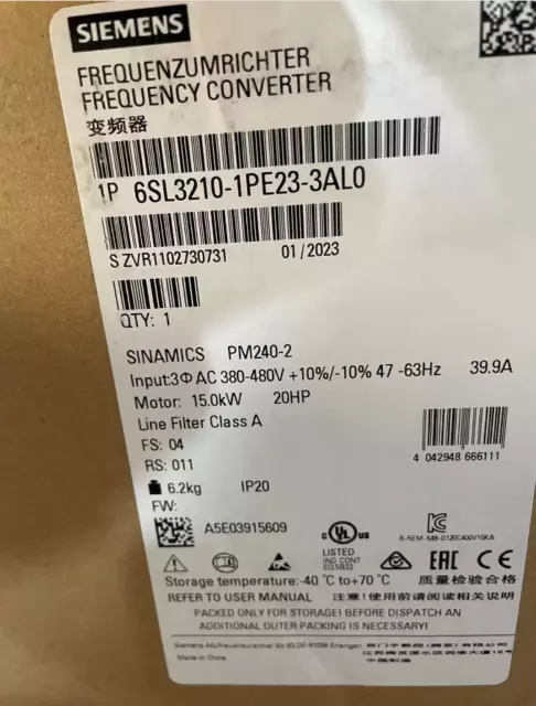 Siemens New 6SL3210-1PE23-3AL0 6SL3 210-1PE23-3AL0 Power Module Box Fast Ship