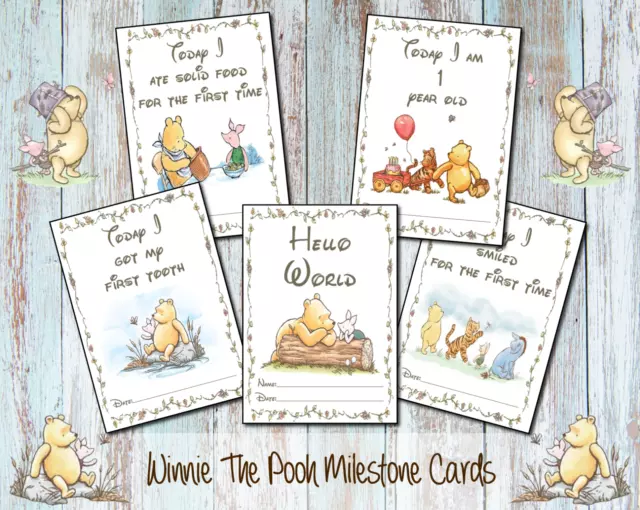 Winnie The Pooh Milestone Cards New Baby Gift Baby Shower Boy Girl Unisex