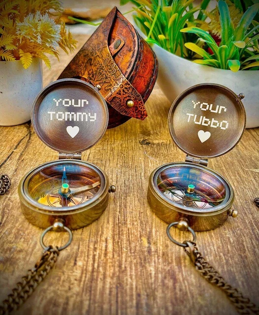 Personalized Brass Your Tommy Your Tubbo Compass - Working Compass - set of 2