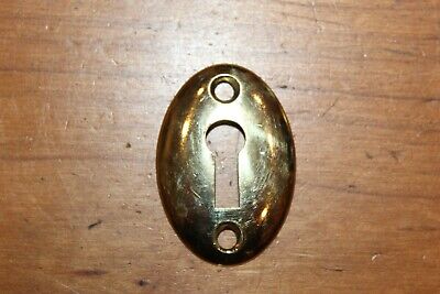 One Antique 1-5/8" X 1-1/8" Oval Bronze Rosette Keyhole Escutcheon CC-56