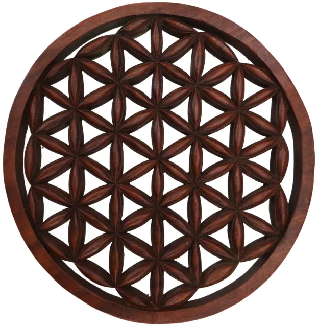 Geschnitztes Wandbild Deko Wandrelief, Untersetzer Flower of life - Blume des L