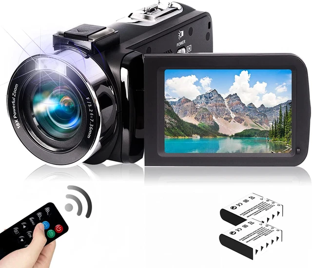 Caméscope 2,7K Caméra Vidéo Rechargeable Vlogging Lumière De Remplissage LED Écr