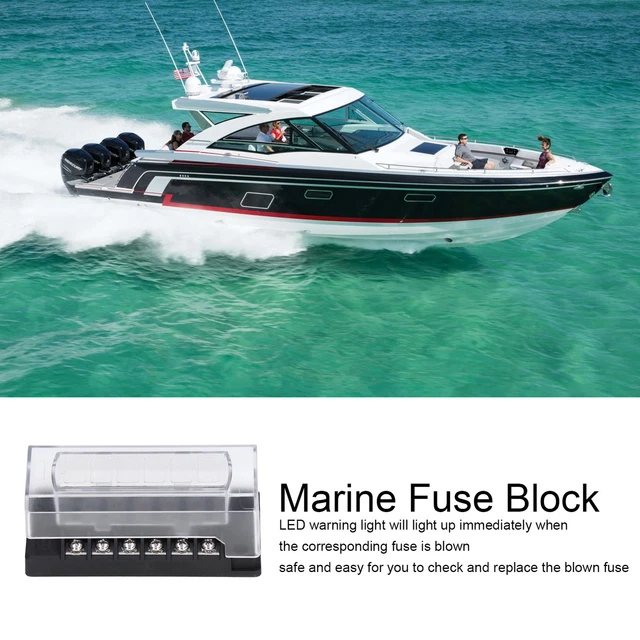 Car 6 Way Blade Fuse Block Marine Fuse Holder DC 12‑32V With LED Indicator