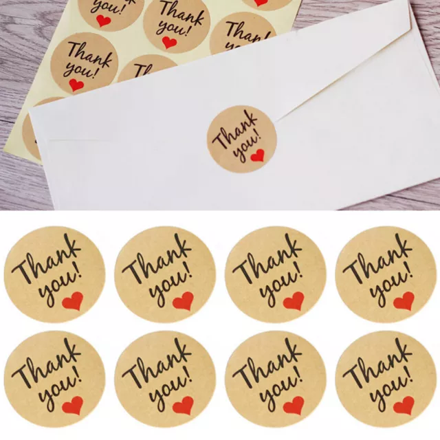 60 pegatinas decorativas para hornear pasta de sellado de papel Kraft corazón de amor "Gracias""