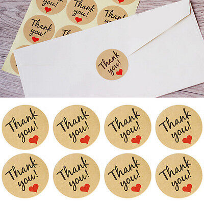 60x Pegatinas decorativas de papel Kraft corazón de amor "Gracias"" sellado para hornear pasado`S0