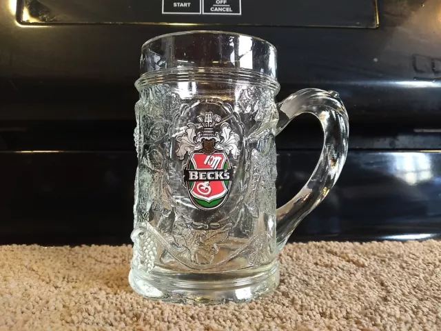 Beck's Ornate German 12 fl oz 5" Glass Beer Mug