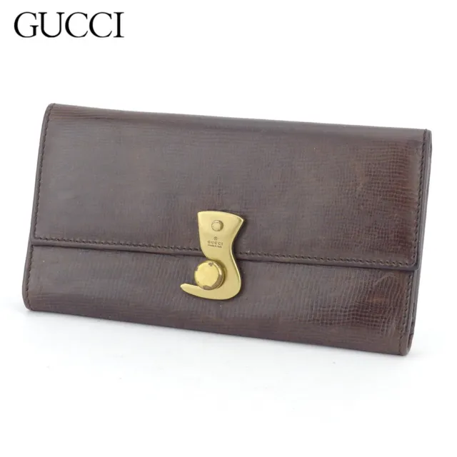 [Japan Used Wallet] Gucci Long Wallet Brand Tri-Fold Women Mens Outlet Springlif
