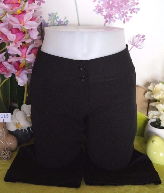 Pantalon Court Bi-Matière Bouffant LMV Taille 46 - Noir - Polyester/Viscose - Occasion Très Bon État - Style Corsaire Décontracté