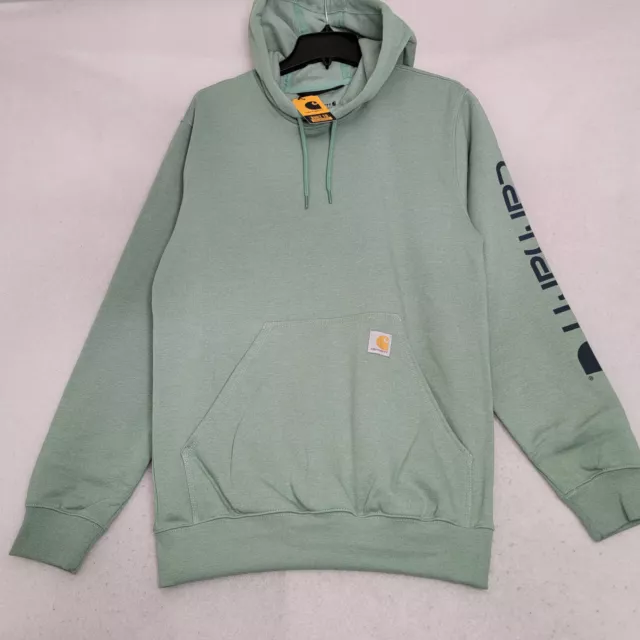 Carhartt HOODIE Sweatshirt Mens SMALL S GREEN LOOSE FIT LOGO Pullover NWT