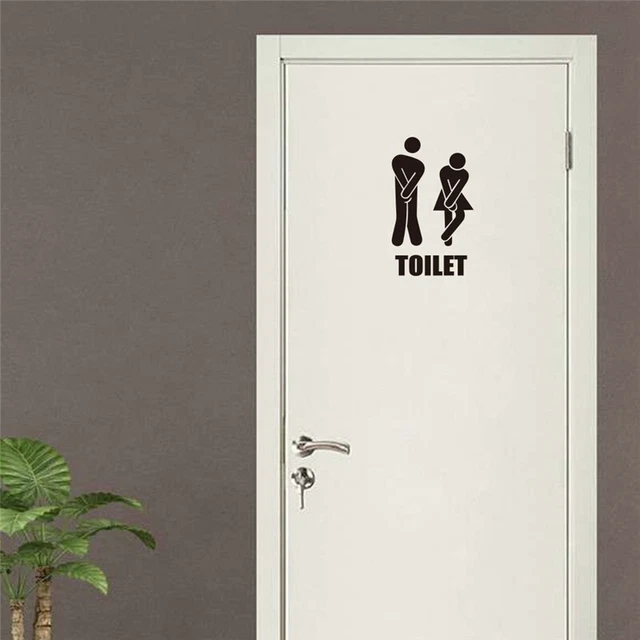 Toilet Door Sign Wall Art Sticker Man Women Sticker Funny Decoration Decal