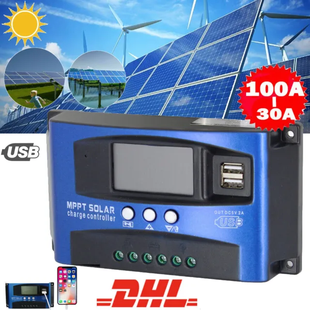 100A 12V-24V MPPT Solar Ladegerät Controller Daul USB Digital LCD Panel Regler