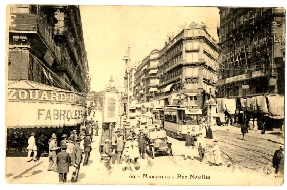 CPA 13 Bouches-du-Rhône Marseille Rue Noailles animated tram cars