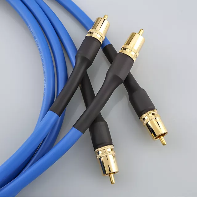 Pair HiFi OCC Copper RCA Cables Audio Signal Wire Interconnect Line +Male Plug