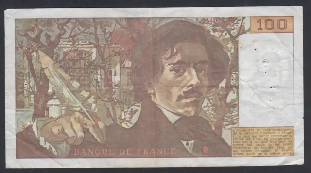 Billet France 100 Francs Delacroix 1978, T.2 243726, TTB, cote 250 euros,  lartd