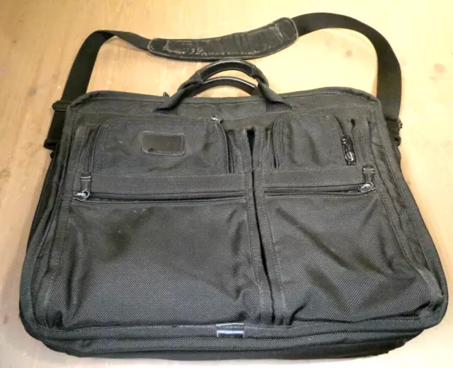 Tumi Black Ballistic Nylon Overnighter Briefcase 2671D3 Luggage Tag & Strap