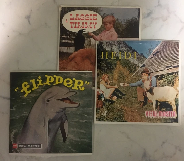 view-master  Lotto Di Tre Titoli - 9 Dischetti HEIDI - FLIPPER - LASSIE E TIMMY