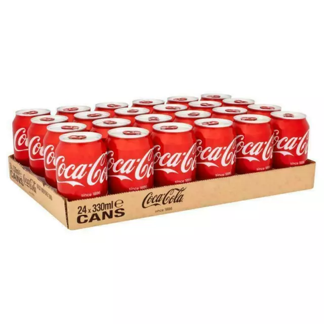 Coca Cola Original Taste Coke 330ml Pack of 24 Cans Fizzy Soft Drink Full Case