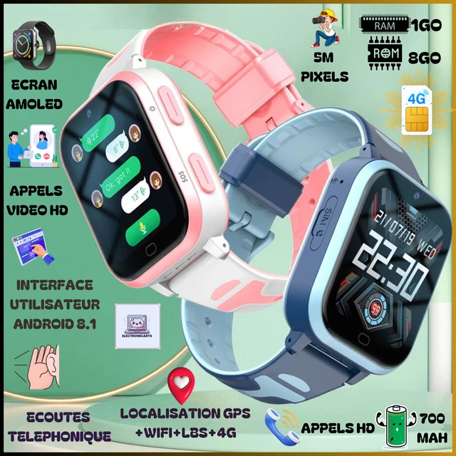 Montre Connectée Enfant DCU TECNOLOGIC Android GPS - Appels Vidéo Whatsapp SOS Vert - Contrôle Parental